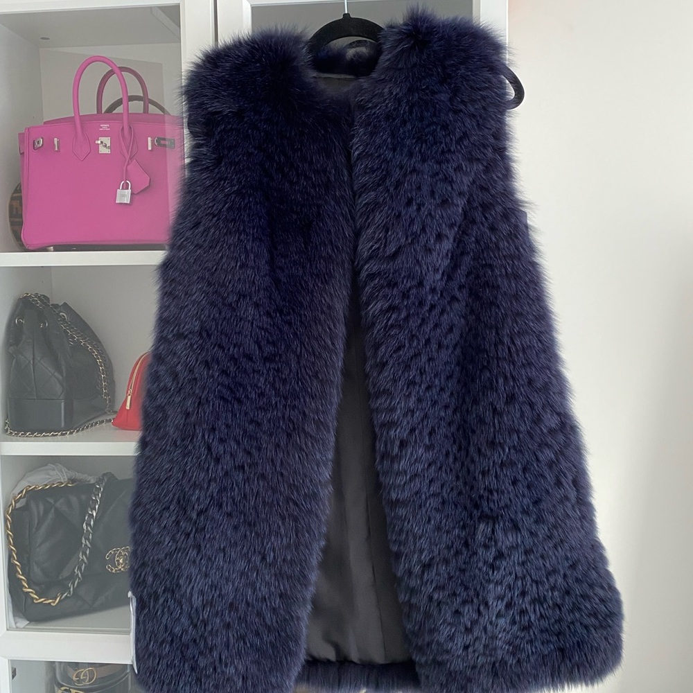 Elegant Midnight Blue Fur Vest